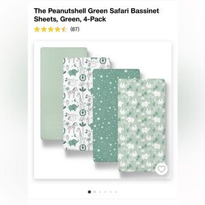 Set of 4 Green Safari Bassinet Sheets